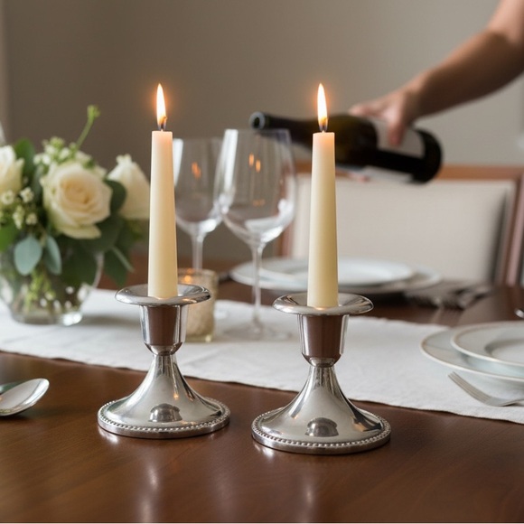 Source Unknown Other - Elegant Silver Candle Holders
